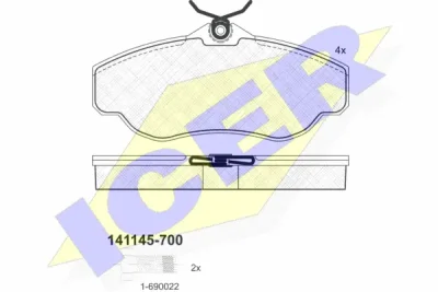 141145-700 ICER Комплект тормозных колодок, дисковый тормоз