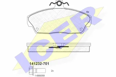 141232-701 ICER Комплект тормозных колодок, дисковый тормоз