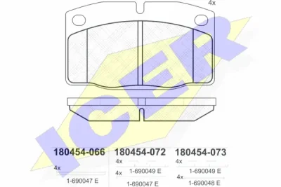 Комплект тормозных колодок, дисковый тормоз ICER 180454
