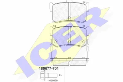 180677-701 ICER Комплект тормозных колодок, дисковый тормоз