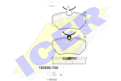 180696-700 ICER Комплект тормозных колодок, дисковый тормоз