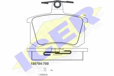 Комплект тормозных колодок, дисковый тормоз ICER 180784-700