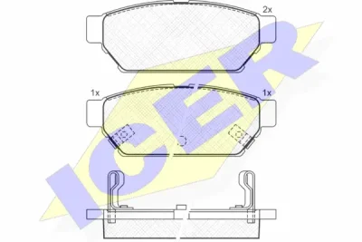 Комплект тормозных колодок, дисковый тормоз ICER 180982