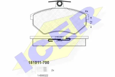 181011-700 ICER Комплект тормозных колодок, дисковый тормоз