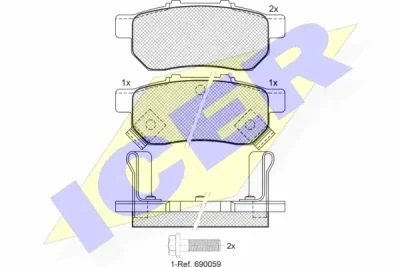 181024 ICER Комплект тормозных колодок, дисковый тормоз