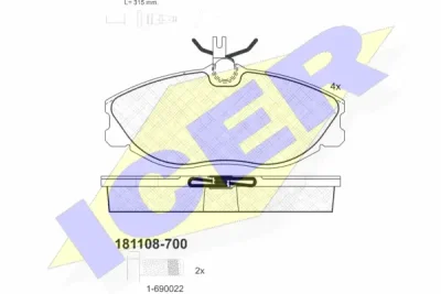 181108-700 ICER Комплект тормозных колодок, дисковый тормоз