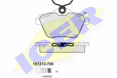 Комплект тормозных колодок, дисковый тормоз ICER 181213-700