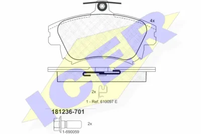 181236-701 ICER Комплект тормозных колодок, дисковый тормоз