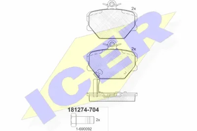 181274-704 ICER Комплект тормозных колодок, дисковый тормоз