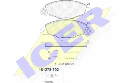 181278-702 ICER Комплект тормозных колодок, дисковый тормоз