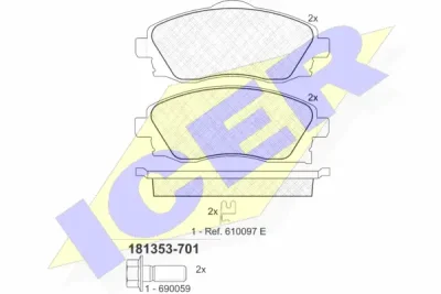 181353-701 ICER Комплект тормозных колодок, дисковый тормоз
