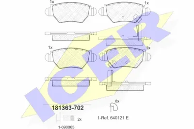 181363-702 ICER Комплект тормозных колодок, дисковый тормоз