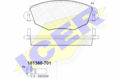 181380-701 ICER Комплект тормозных колодок, дисковый тормоз