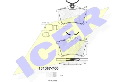 181387-700 ICER Комплект тормозных колодок, дисковый тормоз