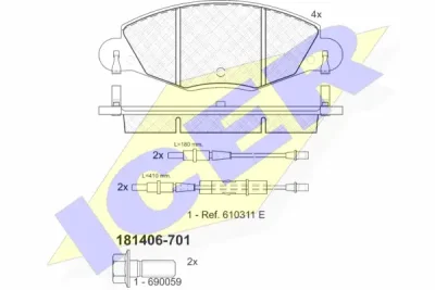 181406-701 ICER Комплект тормозных колодок, дисковый тормоз