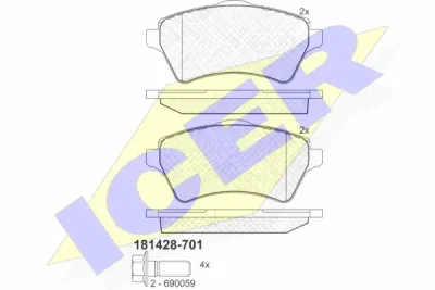 181428-701 ICER Комплект тормозных колодок, дисковый тормоз
