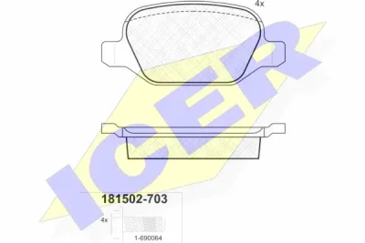 181502-703 ICER Комплект тормозных колодок, дисковый тормоз