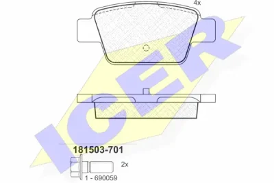 181503-701 ICER Комплект тормозных колодок, дисковый тормоз