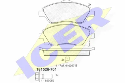 181526-701 ICER Комплект тормозных колодок, дисковый тормоз