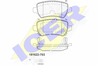Комплект тормозных колодок, дисковый тормоз ICER 181622-703