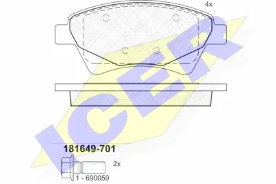 181649-701 ICER Комплект тормозных колодок, дисковый тормоз