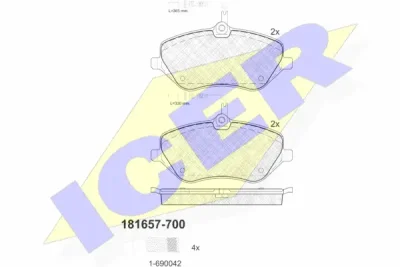 Комплект тормозных колодок, дисковый тормоз ICER 181657-700