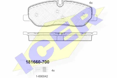 181660-700 ICER Комплект тормозных колодок, дисковый тормоз