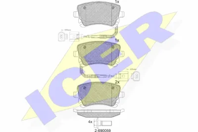 181674 ICER Комплект тормозных колодок, дисковый тормоз