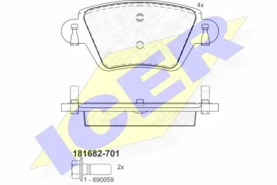 181682-701 ICER Комплект тормозных колодок, дисковый тормоз