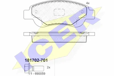181702-701 ICER Комплект тормозных колодок, дисковый тормоз