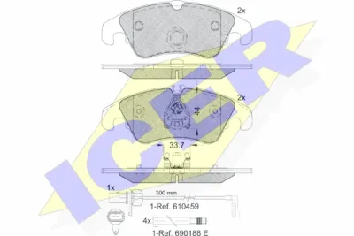 181862 ICER Комплект тормозных колодок, дисковый тормоз