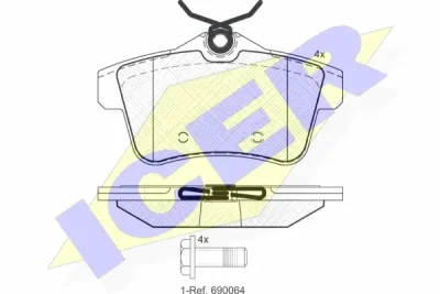 181928 ICER Комплект тормозных колодок, дисковый тормоз