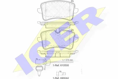 Комплект тормозных колодок, дисковый тормоз ICER 181986-203