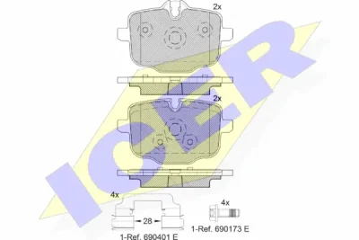 Комплект тормозных колодок, дисковый тормоз ICER 182005-202