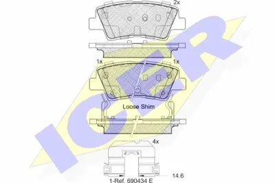 Комплект тормозных колодок, дисковый тормоз ICER 182036-203