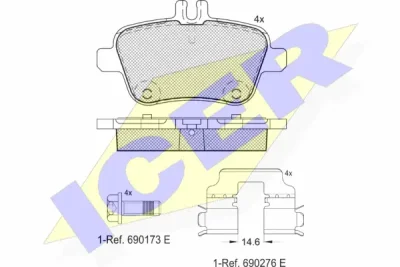 Комплект тормозных колодок, дисковый тормоз ICER 182039