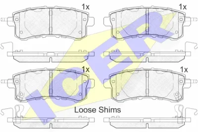 182052 ICER Комплект тормозных колодок, дисковый тормоз