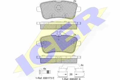 Комплект тормозных колодок, дисковый тормоз ICER 182072-066