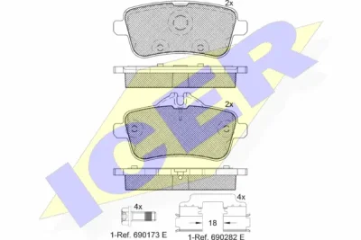 Комплект тормозных колодок, дисковый тормоз ICER 182072-067