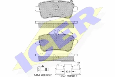 Комплект тормозных колодок, дисковый тормоз ICER 182072-200