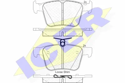 Комплект тормозных колодок, дисковый тормоз ICER 182098