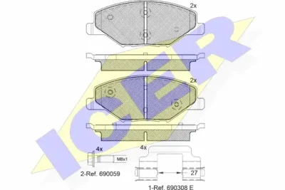 182110 ICER Комплект тормозных колодок, дисковый тормоз