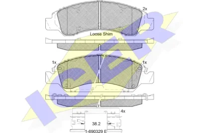 Комплект тормозных колодок, дисковый тормоз ICER 182137