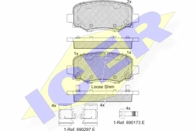 Комплект тормозных колодок, дисковый тормоз ICER 182176-203
