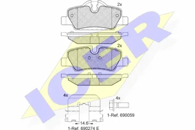 Комплект тормозных колодок, дисковый тормоз ICER 182190