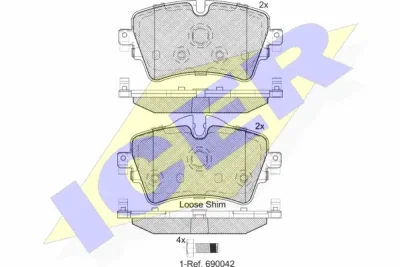 182211 ICER Комплект тормозных колодок, дисковый тормоз