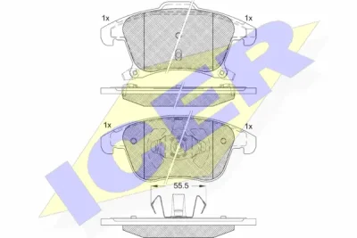 Комплект тормозных колодок, дисковый тормоз ICER 182231