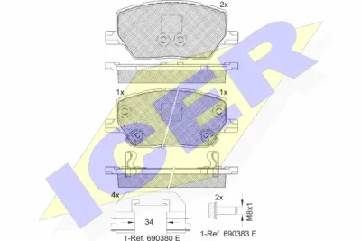 Комплект тормозных колодок, дисковый тормоз ICER 182243