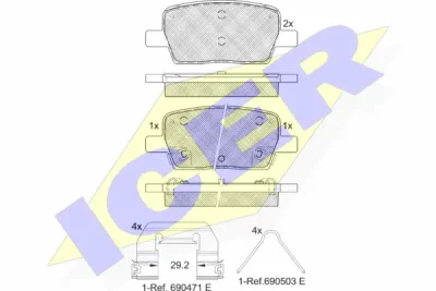 Комплект тормозных колодок, дисковый тормоз ICER 182278