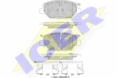 Комплект тормозных колодок, дисковый тормоз ICER 182317